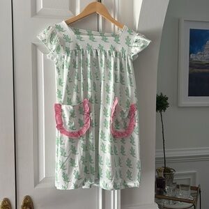 NEW Milk Silk CROCODILE FLUTTER DRESS Puffy Short Sleeves Girls 4 XL/Age8-9 Tall